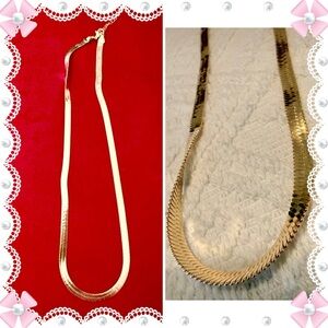 Necklace - 18-19”L - 1/4” W - herringbone chain gold tone - new! BOGO offer ⬇️